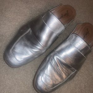 Metallic Silver Mules